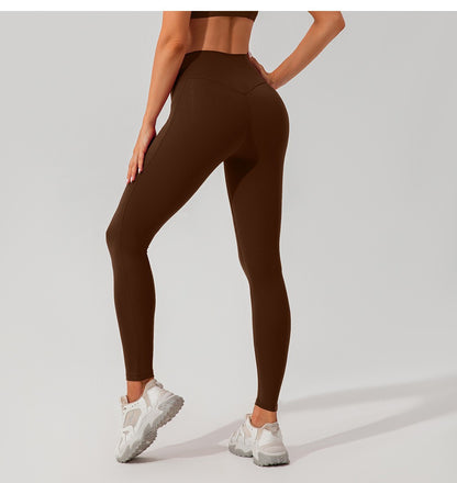 Damen-Yogahose mit hohem Bund und Fadenmuster