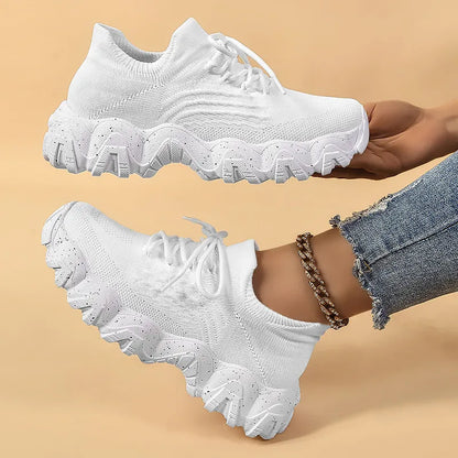 Damen Schnürschuh Mesh Atmungsaktiv Sportlich