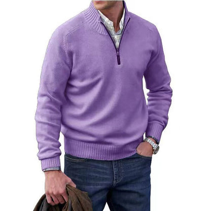 Thermo-Reißverschlusspullover für Herren – Wollstrickpullover mit Stehkragen