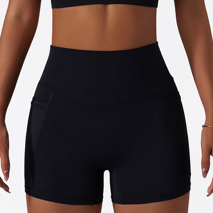 Sommerliche Eisseide-Sportshorts in Nacktoptik, schnelltrocknend, enge Yogahose