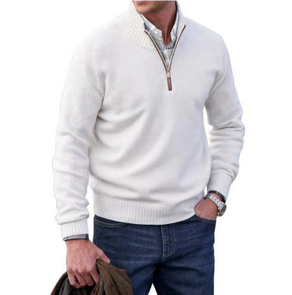 Thermo-Reißverschlusspullover für Herren – Wollstrickpullover mit Stehkragen