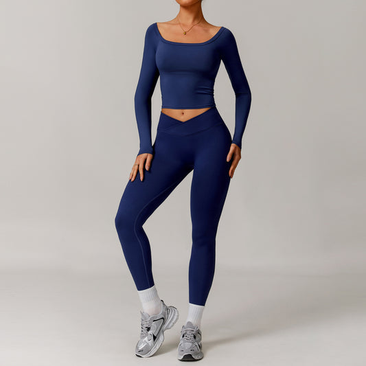 Schulterfreies Langarm-Yogakleid für Damen – Stylische &amp; sportliche Passform