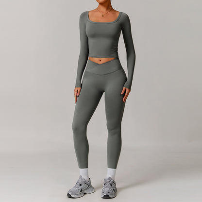 Schulterfreies Langarm-Yogakleid für Damen – Stylische &amp; sportliche Passform