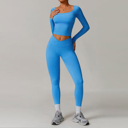Schulterfreies Langarm-Yogakleid für Damen – Stylische &amp; sportliche Passform