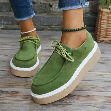 Große größe frauen neue dicken boden lace-up runde kopf mode schuhe