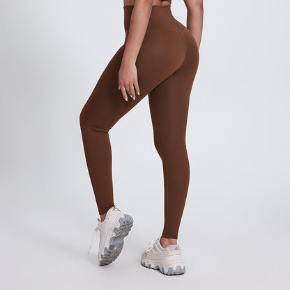 Neue einfarbige Laufhose Fitness neun Hosen Pfirsich Hüften tragen hohe Taille nackt Yogahosen